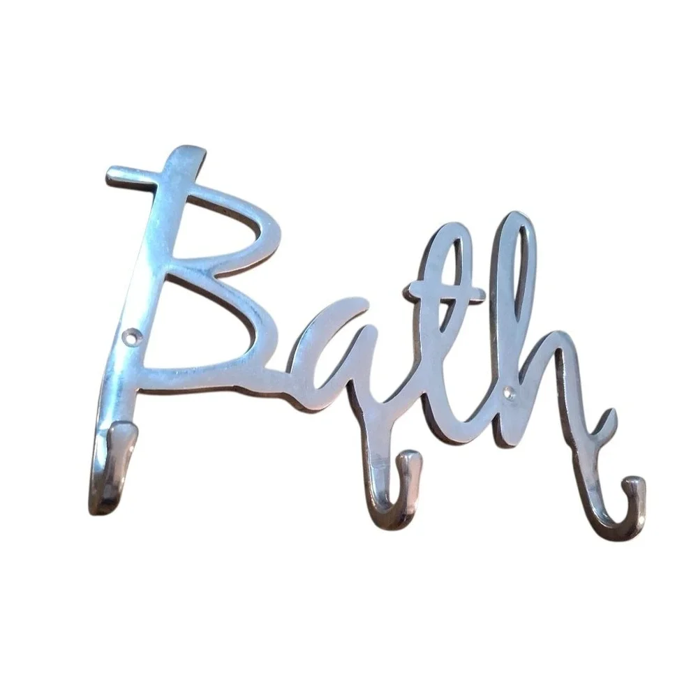 Modern Style BATH Word Wall Mount Towel Holder Robe Hook by Comfify w/ 3 Hooks